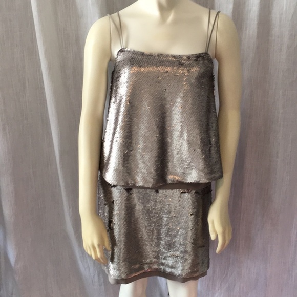 Banana Republic Dresses & Skirts - NWT pewter sequined silk trimmed cocktail dress